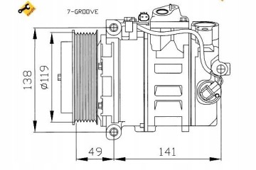 NRF AIR CONDITIONING COMPRESSOR MERCEDES W203 7SEU17 DCS 17 Product weight with unit packaging 8 kg