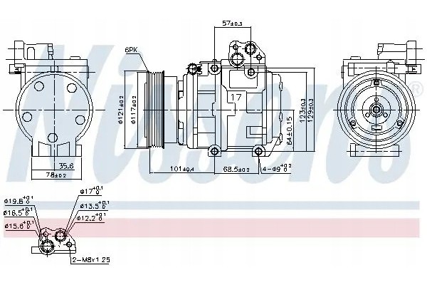 COMPRESSOR AIR CONDITIONING COMPRESSOR 890234 NISSENS Catalog number of the original KIA 977011D100 KIA 977011D100DR KIA P30013 