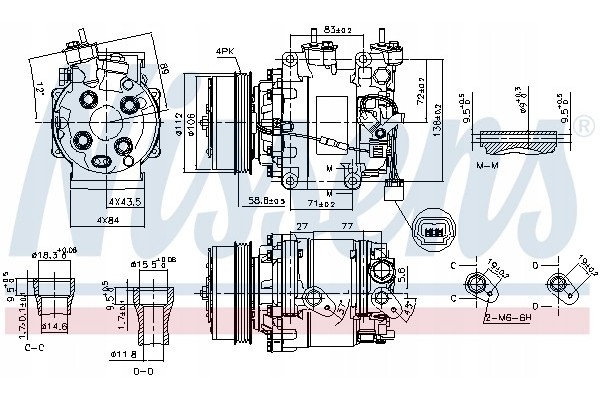 Compressor air conditioning NISSENS 890155 Part manufacturer Nissens