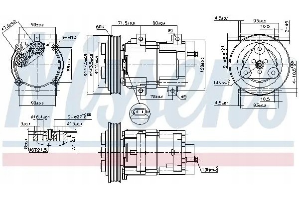 COMPRESSOR AIR CONDITIONING COMPRESSOR 89190 NISSENS Catalog number of substitutes ACAUTO AC 03XX02 ACAUTO AC 04FS03 ACAUTO AC 0