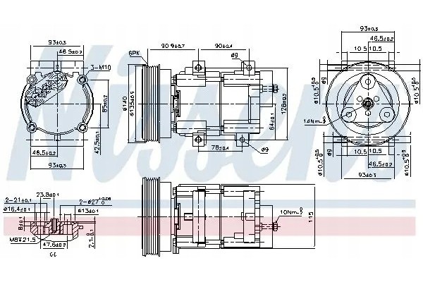 AIR CONDITIONING COMPRESSOR 89191 NISSENS Catalog number of the original FORD 1007099 FORD 1019771 FORD 1047782 FORD 1405815 FOR