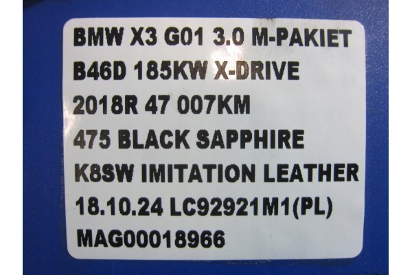 BMW X3 G01 B46 X4 G02 REAR BRIDGE DIFFERENTIAL 3 38 8686219 33108686219 Part manufacturer BMW OE