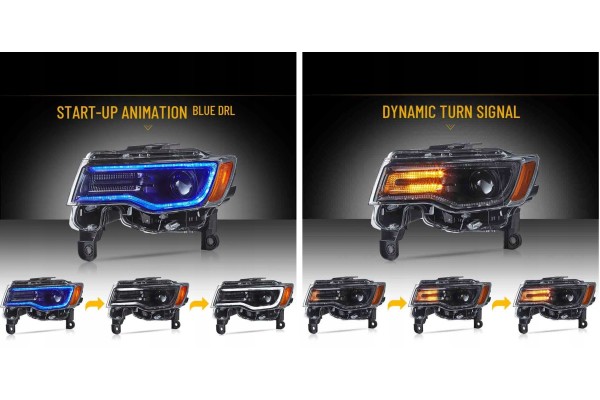 Headlights Lamp L R Full Led Tuning Jeep Grand Cherokee WK2 Lift 2013 2022 Type of low beam headlights LED