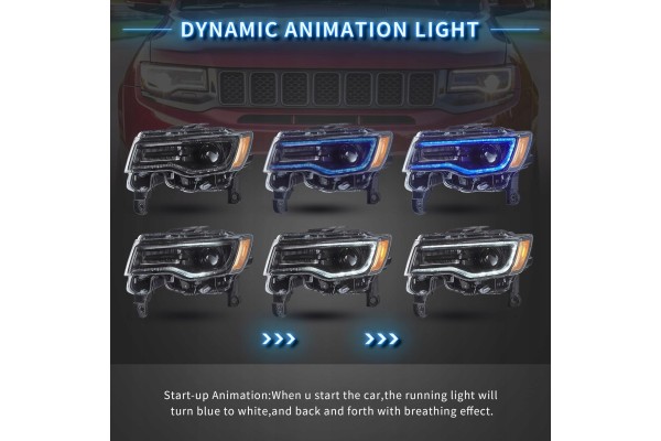 Headlights Lamp L R Full Led Tuning Jeep Grand Cherokee WK2 Lift 2013 2022 Version European