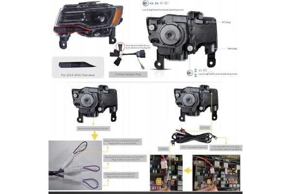 Faros LED delanteros negros para Jeep Grand Cherokee WK2 2017-2021 jue