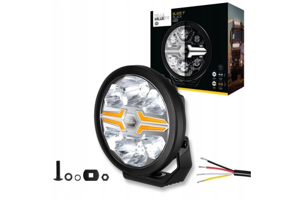 HELLA VALUEFIT BLADE FRAME BLACK 9 ROUND FULL LED 12 24V WITH POSITION Car type passenger cars