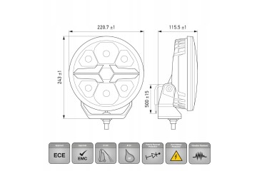 HELLA VALUEFIT BLADE FRAME BLACK 9 ROUND FULL LED 12 24V WITH POSITION Light source LED