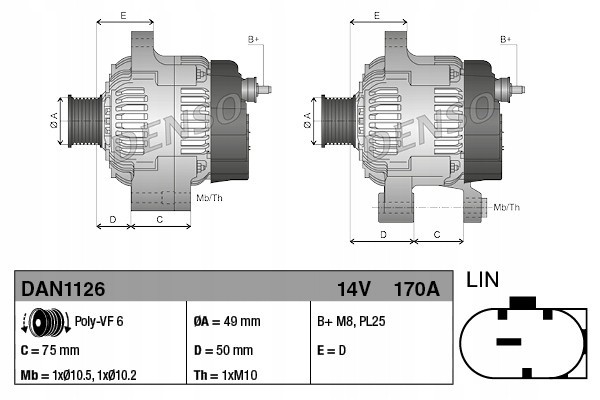 DENSO DAN1126 alternator Car type passenger cars