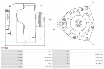 ALTERNATOR 90A A0729S AS PL ALFA ROMEO 155 SPIDER Car type passenger cars