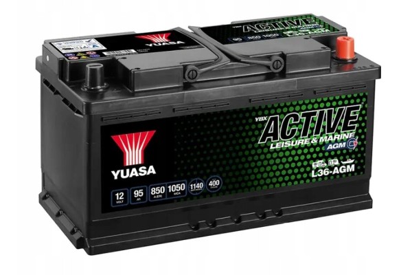 YUASA 95Ah 850A L36 AGM AGM P 12V Rechargeable Motorhome Boat Safe