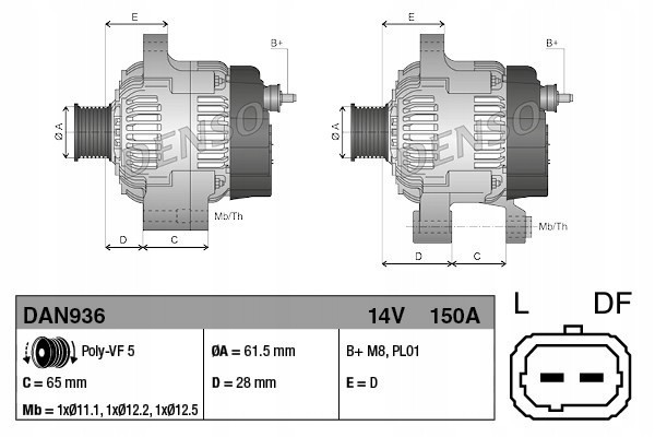 DENSO DAN936 generator DAN936 Quality of parts according to GVO Q original with factory logo OEM OES
