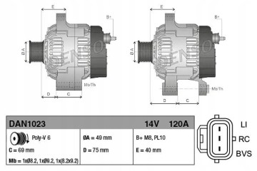 ALTERNATOR 120A DAN1023 DENSO FORD C MAX FOCUS Catalog number of the part DAN1023