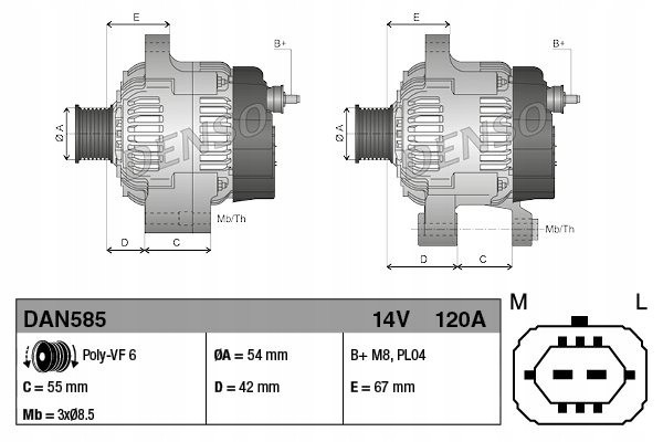 ALTERNATOR CORSA D 1 3CDTI 07 06 DENSO DAN585 Car type cargo vans passenger cars