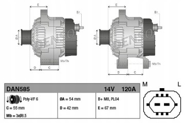 ALTERNATOR CORSA D 1 3CDTI 07 06 DENSO DAN585 Car type cargo vans passenger cars