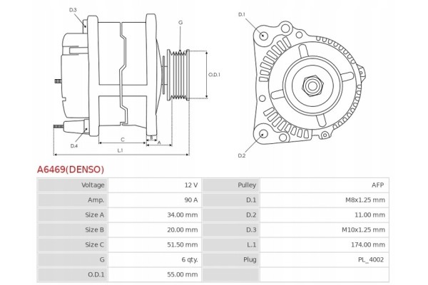 New Alternator TOYOTA Auris 1 6 TOYOTA Auris 1 8 TOYOTA Corolla 1 6 Catalog number of substitutes ANDEL ANM98324 AS PL ACH9008S 