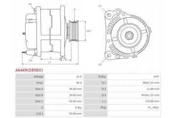 New Alternator TOYOTA Auris 1 6 TOYOTA Auris 1 8 TOYOTA Corolla 1 6 Catalog number of substitutes ANDEL ANM98324 AS PL ACH9008S 