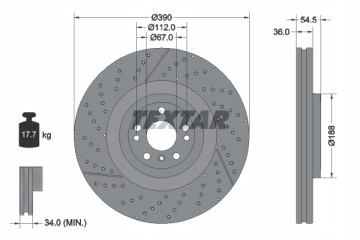 Brake disc TEXTAR 92337005 Number of discs offered 1