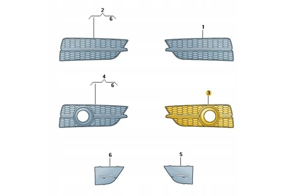 GRILLE DUMMY BUMPER FRONT LEFT AUDI A7 C7 ASO Catalog number of the part 4G8807647N