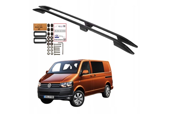 Roof rails VOLKSWAGEN TRANSPORTER CARAVELLE T5 T6 LONG BLACK