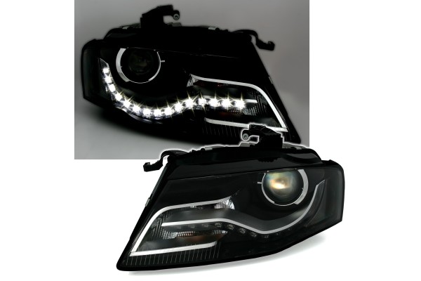 Front lamps TRUE DRL BLACK fits AUDI A4 B8 04 08 11 Catalog number of the part LPAUC6