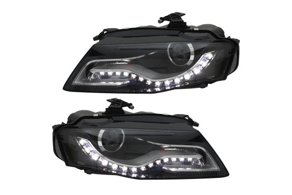Front lamps TRUE DRL BLACK fits AUDI A4 B8 04 08 11 Part manufacturer Depo