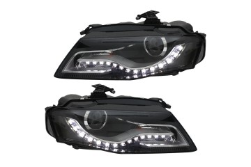 Front lamps TRUE DRL BLACK fits AUDI A4 B8 04 08 11 Part manufacturer Depo