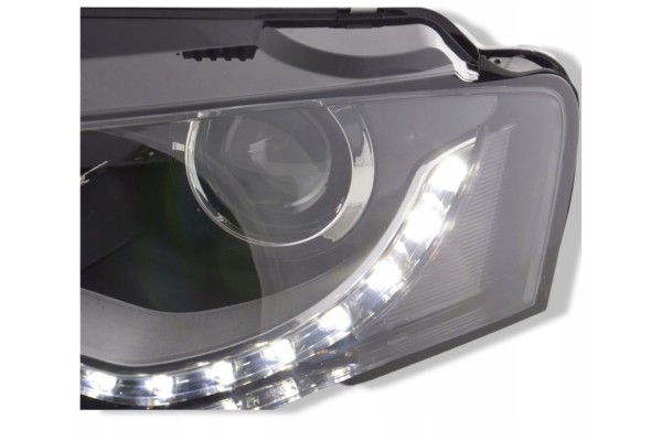 Front lamps TRUE DRL BLACK fits AUDI A4 B8 04 08 11 Type of low beam headlights traditional halogen
