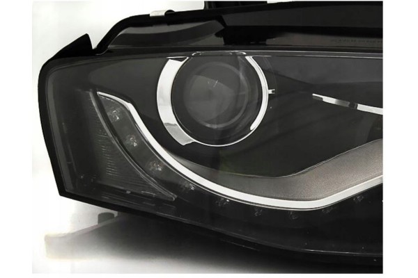 Front lamps TRUE DRL BLACK fits AUDI A4 B8 04 08 11 Version European