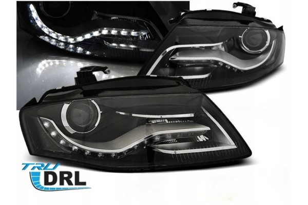 Front lamps TRUE DRL BLACK fits AUDI A4 B8 04 08 11 Additional information adjustment motors included