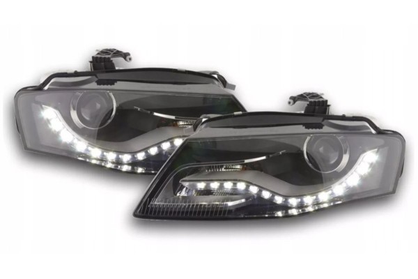 Faros delanteros para Audi A4 B8 NEGROS con LED DRL luces diurnas