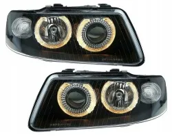 Faros delanteros con anillos halo para Audi A3 8L 2000-2003 Facelift, negros, DEPO