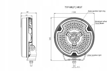 Luz LED Frontal de Advertencia con Luz Azul W268 14000lm 12-24V 2308BL