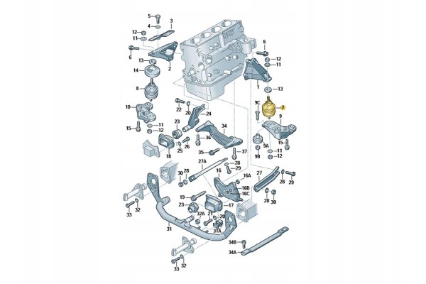 Soporte delantero del motor AUDI A4 (8E2, B6) 8E0199382AH 2003