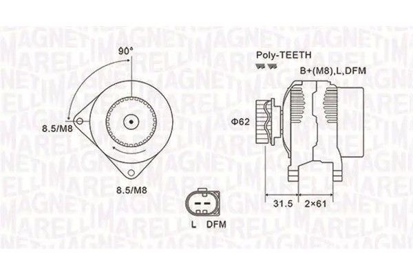 ALTERNATOR 063731820010 MAGNETI MARELLI Packaging status original