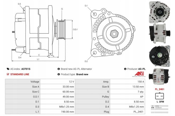 New Alternator RENAULT ESPACE IV JK 2 0 Turbo JK0A JK0B JK0N Catalog number of substitutes AS PL ACH9022S