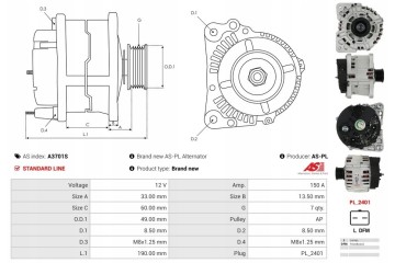 New Alternator RENAULT ESPACE IV JK 2 0 Turbo JK0A JK0B JK0N Catalog number of substitutes AS PL ACH9022S