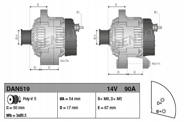 ALTERNATOR BMW FIAT LANCIA Catalog number of substitutes Airstal 20 0088 BV PSH 505 560 090 050 BV PSH 505 560 090 262 BV PSH 50