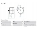 Alternator 28V 80A DAF 65 85 CF 95 XF CF 75 CF 85 MAN E 2000 EM F Catalog number of the part 0 986 037 770