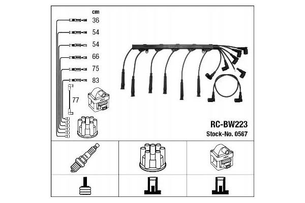 0567 NGK IGNITION CABLES BMW 5 7 E23 E28 E32 Packaging status original