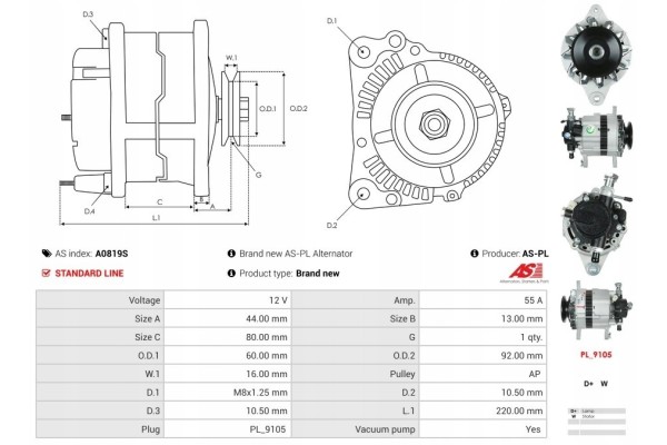 New Alternator NISSAN CABSTAR E TL_ VL_ 105 35 110 35 110 45 TL0 Catalog number of substitutes AD KUHNER 401527RI AD KUHNER 4015