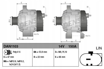 ALTERNATOR DAN1103 DENSO Part manufacturer Denso