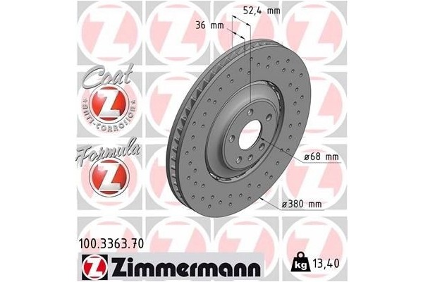 Drilled Disc Zimmermann Formula Front Audi A8 D4 SQ5 380 mm Number of discs offered 1