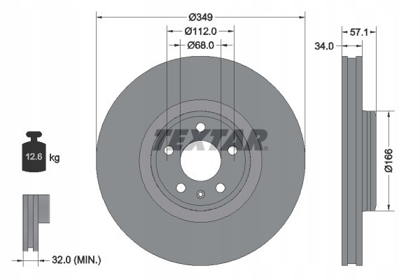 TEXTAR 92289305 BRAKE DISC AUDI P A4 A5 Q5 Q7 2 0 3 0 TDI QUATTRO 15 Number of discs offered 1