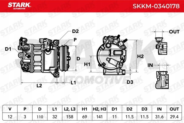 Compresor de aire acondicionado Stark SKKM-0340178