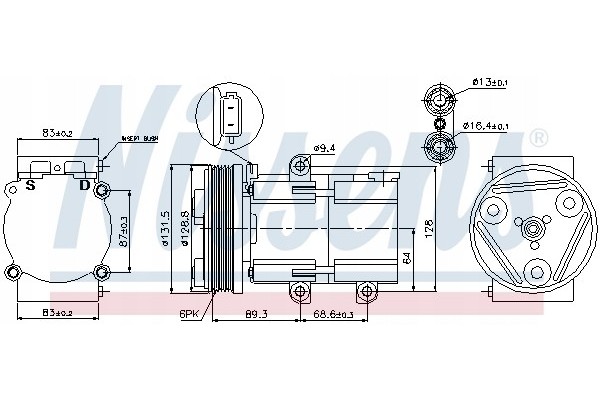 Compressor air conditioning NISSENS 89068 Part manufacturer Nissens