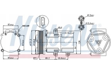 Compressor air conditioning NISSENS 89068 Part manufacturer Nissens