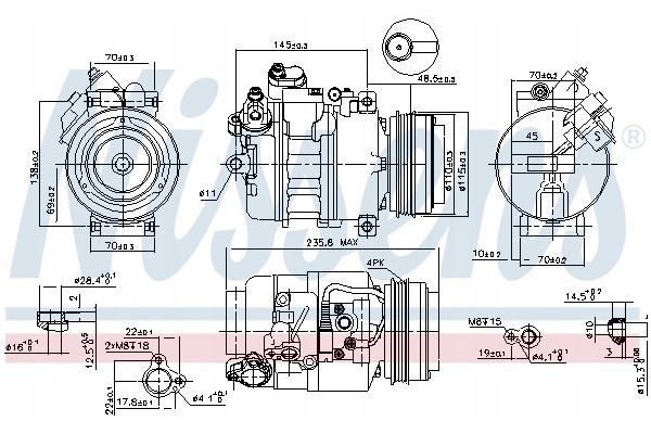Compressor air conditioning NISSENS 89080 Part manufacturer Nissens