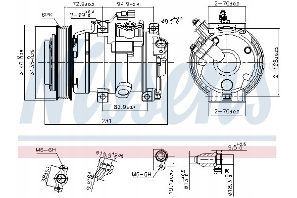 Compressor air conditioning NISSENS 890882 Part manufacturer Nissens