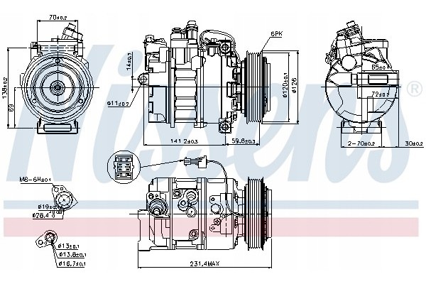 Compressor air conditioning NISSENS 89208 Part manufacturer Nissens