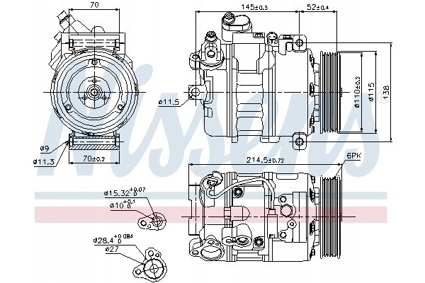 Compressor air conditioning NISSENS 89214 Part manufacturer Nissens